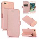 Push Window Double Buckle PU + Silicone Horizontal Flip Leather Case with Holder & Card Slot For iPhone 8 Plus & 7 Plus(Rose Gold) - 1