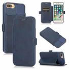 Push Window Double Buckle PU + Silicone Horizontal Flip Leather Case with Holder & Card Slot For iPhone 8 Plus & 7 Plus(Blue) - 1