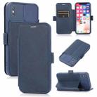 For iPhone X / XS Push Window Double Buckle PU + Silicone Horizontal Flip Leather Case with Holder & Card Slot(Blue) - 1