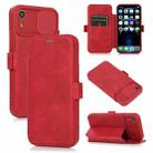 For iPhone XR Push Window Double Buckle PU + Silicone Horizontal Flip Leather Case with Holder & Card Slot(Red) - 1