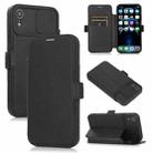 For iPhone XR Push Window Double Buckle PU + Silicone Horizontal Flip Leather Case with Holder & Card Slot(Black) - 1