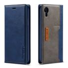 For iPhone XR LC.IMEEKE LC-001 Series PU + TPU Color Matching Frosted Horizontal Flip Leather Case with Holder & Card Slot(Blue) - 1