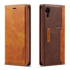 For iPhone XR LC.IMEEKE LC-001 Series PU + TPU Color Matching Frosted Horizontal Flip Leather Case with Holder & Card Slot(Brown) - 1