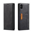 For iPhone X / XS LC.IMEEKE LC-001 Series PU + TPU Color Matching Frosted Horizontal Flip Leather Case with Holder & Card Slot(Black) - 1