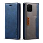 For iPhone 11 Pro Max LC.IMEEKE LC-001 Series PU + TPU Color Matching Frosted Horizontal Flip Leather Case with Holder & Card Slot(Blue) - 1