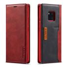 For Huawei Mate 20 Pro LC.IMEEKE LC-001 Series PU + TPU Color Matching Frosted Horizontal Flip Leather Case with Holder & Card Slot(Red) - 1