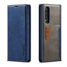 For Huawei P30 LC.IMEEKE LC-001 Series PU + TPU Color Matching Frosted Horizontal Flip Leather Case with Holder & Card Slot(Blue) - 1