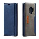 For Galaxy S9 LC.IMEEKE LC-001 Series PU + TPU Color Matching Frosted Horizontal Flip Leather Case with Holder & Card Slot(Blue) - 1