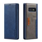 For Galaxy S10 LC.IMEEKE LC-001 Series PU + TPU Color Matching Frosted Horizontal Flip Leather Case with Holder & Card Slot(Blue) - 1