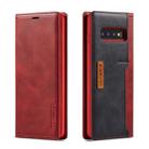 For Galaxy S10+ LC.IMEEKE LC-001 Series PU + TPU Color Matching Frosted Horizontal Flip Leather Case with Holder & Card Slot(Red) - 1