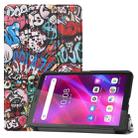 For Lenovo Tab M7 3rd Gen Colored Drawing Pattern Horizontal Flip Leather Case with Three-folding Holder(Graffiti) - 1