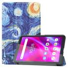 For Lenovo Tab M7 3rd Gen Colored Drawing Pattern Horizontal Flip Leather Case with Three-folding Holder(Starry Sky) - 1