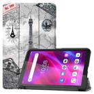 For Lenovo Tab M7 3rd Gen Colored Drawing Pattern Horizontal Flip Leather Case with Three-folding Holder(Retro Tower) - 1