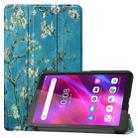 For Lenovo Tab M7 3rd Gen Colored Drawing Pattern Horizontal Flip Leather Case with Three-folding Holder(Apricot Blossom) - 1