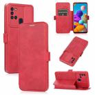 For Samsung Galaxy A21s Push Window Double Buckle PU + Silicone Horizontal Flip Leather Case with Holder & Card Slot(Red) - 1