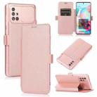 For Samsung Galaxy A71 Push Window Double Buckle PU + Silicone Horizontal Flip Leather Case with Holder & Card Slot(Rose Gold) - 1