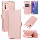 For Samsung Galaxy Note20 Push Window Double Buckle PU + Silicone Horizontal Flip Leather Case with Holder & Card Slot(Rose Gold) - 1