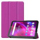 For Lenovo Tab M7 3rd Gen Custer Texture Horizontal Flip Leather Case with Three-folding Holder(Purple) - 1