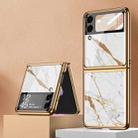 For Samsung Galaxy Z Flip3 5G GKK Electroplating Painted Glass Case(Gold Line White) - 1