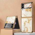 For Samsung Galaxy Z Flip3 5G GKK Electroplating Painted Glass Case(Gold Thread Yellow) - 1