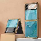 For Samsung Galaxy Z Flip3 5G GKK Electroplating Painted Glass Case(Lake Blue) - 1