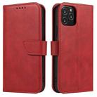 For iPhone 13 mini Calf Texture Buckle Horizontal Flip Leather Case with Holder & Card Slots & Wallet (Red) - 1