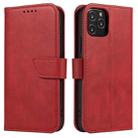 For iPhone 13 Calf Texture Buckle Horizontal Flip Leather Case with Holder & Card Slots & Wallet(Red) - 1