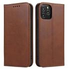 For iPhone 13 mini Calf Texture Magnetic Horizontal Flip Leather Case with Holder & Card Slots & Wallet (Brown) - 1