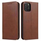 For iPhone 13 Calf Texture Magnetic Horizontal Flip Leather Case with Holder & Card Slots & Wallet(Brown) - 1