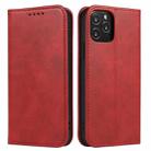 For iPhone 13 Pro Max Calf Texture Magnetic Horizontal Flip Leather Case with Holder & Card Slots & Wallet (Red) - 1