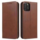 For iPhone 13 Pro Max Calf Texture Magnetic Horizontal Flip Leather Case with Holder & Card Slots & Wallet (Brown) - 1