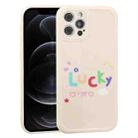 For iPhone 12 Pro Lucky Letters TPU Soft Shockproof Case(Creamy-white) - 1