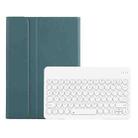 Y0N5 TPU Tablet Case Lambskin Texture Round Keycap Bluetooth Keyboard Leather Tablet Case with Holder For Xiaomi Pad 5 / 5 Pro(Dark Green) - 1