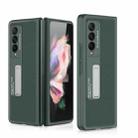 For Samsung Galaxy Z Fold3 5G GKK Ultra-thin Shockproof Leather Protective Case, with Holder(Green) - 1
