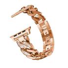 For Apple Watch Series 8&7 45mm / SE 2&6&SE&5&4 44mm / 3&2&1 42mm Single Row Denim Diamond Alloy Watch Band(Rose Gold) - 2