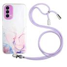 Hollow Marble Pattern TPU Precise Hole Protective Case with Neck Strap Rope For OnePlus Nord N200 5G(Pink) - 1