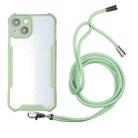 For iPhone 13 mini Acrylic + Color TPU Shockproof Case with Neck Lanyard (Avocado Green) - 1
