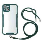 For iPhone 13 mini Acrylic + Color TPU Shockproof Case with Neck Lanyard (Dark Green) - 1