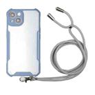 For iPhone 13 mini Acrylic + Color TPU Shockproof Case with Neck Lanyard (Milk Grey) - 1