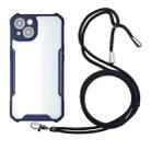 For iPhone 13 mini Acrylic + Color TPU Shockproof Case with Neck Lanyard (Dark Blue) - 1