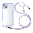 For iPhone 13 Acrylic + Color TPU Shockproof Case with Neck Lanyard(Purple) - 1