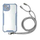 For iPhone 13 Acrylic + Color TPU Shockproof Case with Neck Lanyard(Milk Grey) - 1