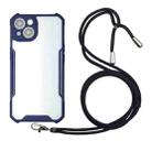 For iPhone 13 Acrylic + Color TPU Shockproof Case with Neck Lanyard(Dark Blue) - 1