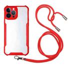 For iPhone 13 Pro Acrylic + Color TPU Shockproof Case with Neck Lanyard (Red) - 1