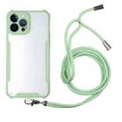 For iPhone 13 Pro Acrylic + Color TPU Shockproof Case with Neck Lanyard (Avocado Green) - 1