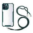 For iPhone 13 Pro Acrylic + Color TPU Shockproof Case with Neck Lanyard (Dark Green) - 1