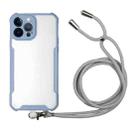 For iPhone 13 Pro Acrylic + Color TPU Shockproof Case with Neck Lanyard (Milk Grey) - 1