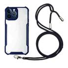 For iPhone 13 Pro Acrylic + Color TPU Shockproof Case with Neck Lanyard (Dark Blue) - 1