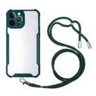 For iPhone 13 Pro Max Acrylic + Color TPU Shockproof Case with Neck Lanyard (Dark Green) - 1