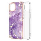 For iPhone 13 mini Electroplating Marble Pattern Dual-side IMD TPU Shockproof Case (Purple 002) - 1